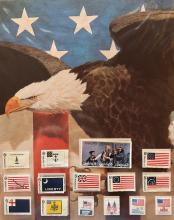 USA Three Panel Stamp Collection